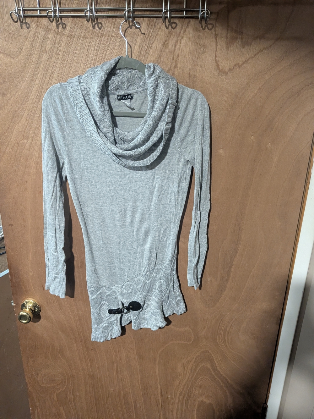 Venus Light Gray Cowl Neck Women's Sweater